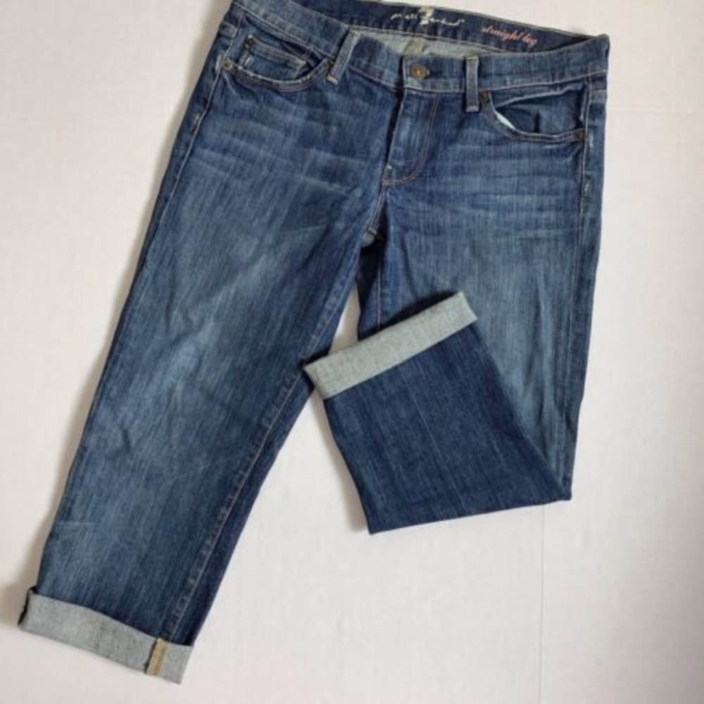 7 For All Mankind Straight Leg Capri Jean Crystals